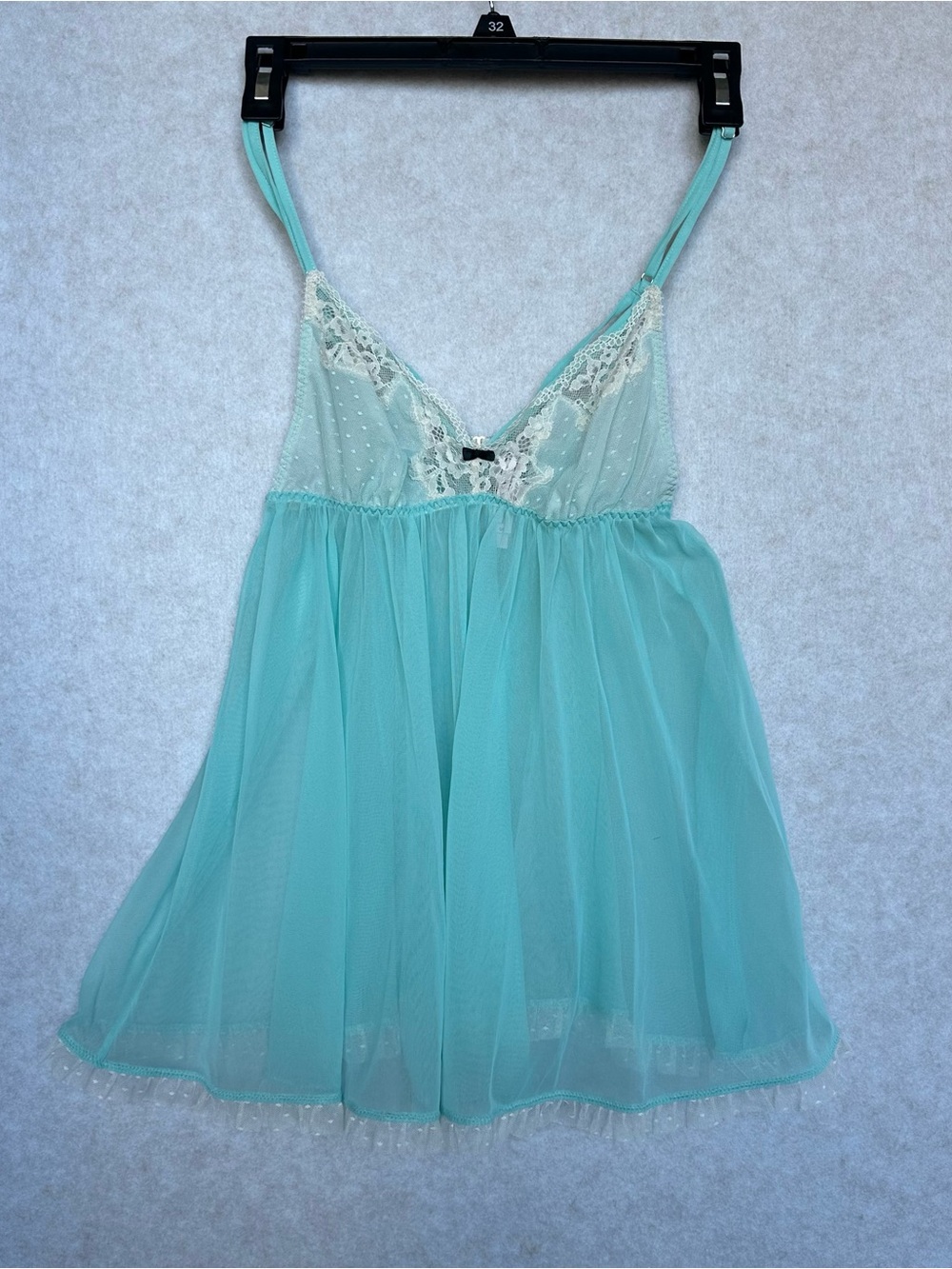 Vintage Victoria’s Secret Babydoll Size S Light Green Sheer Cami with Lace top